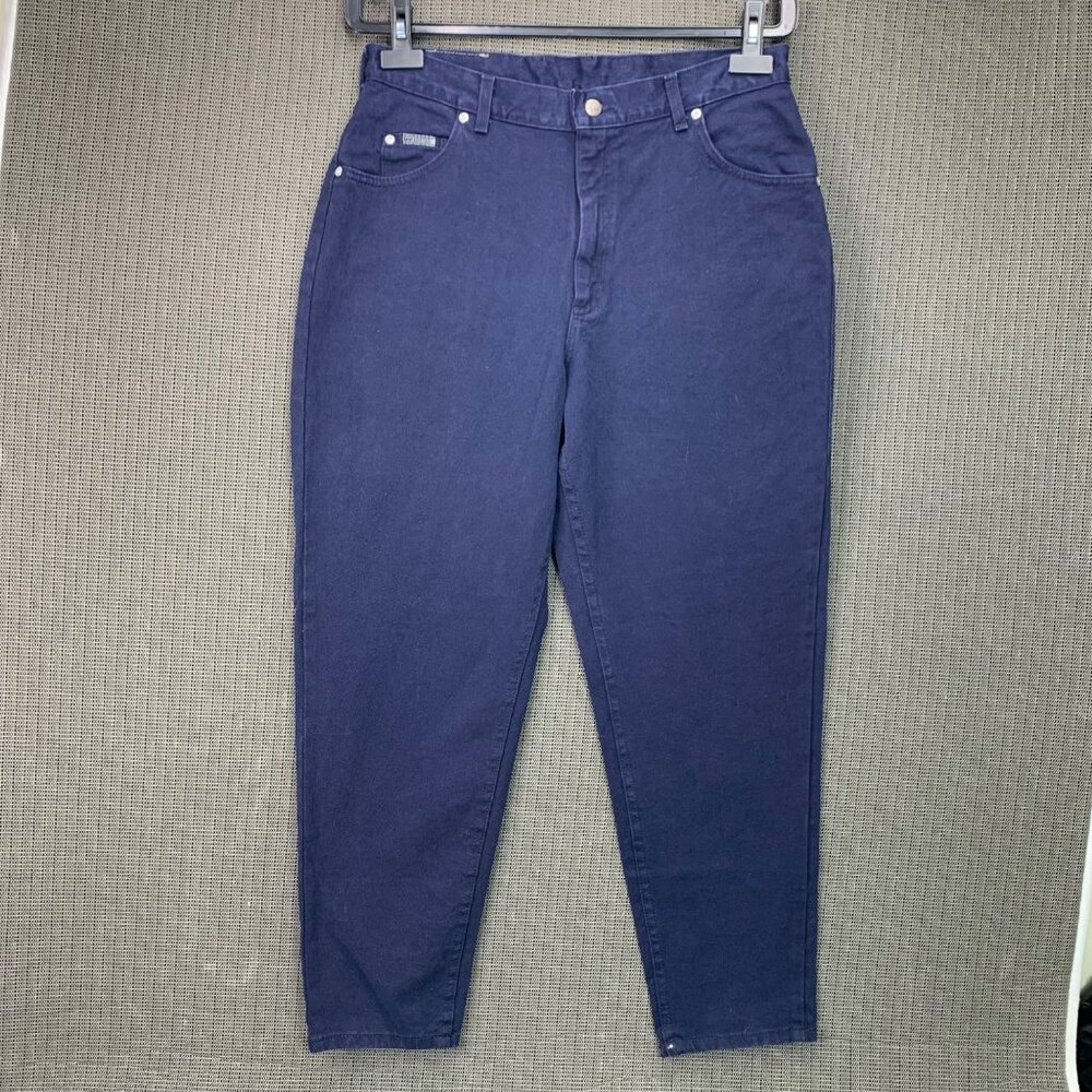 Lee Womens Size 16 Petite Navy Blue Tapered Leg Denim Jeans Relaxed Fit